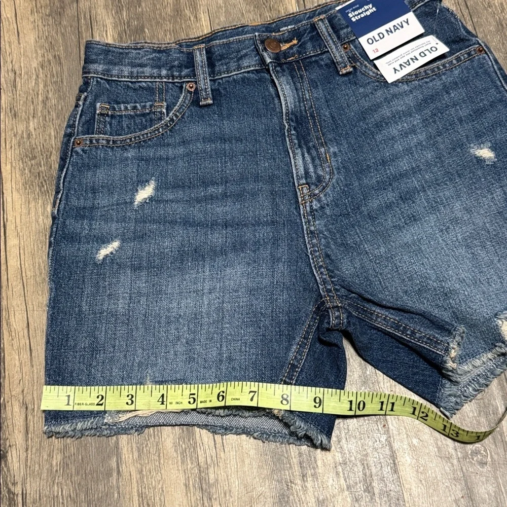 Old Navy High-Rise Slouchy Straight Distressed Denim Shorts Girl Size 12